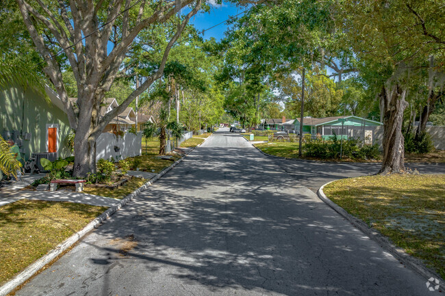 Square Lake has quiet neighborhood  streets shaded by tall lush oak trees.