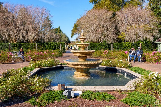 An enchanting fountain captures your eye at Leu Gardens in Winter Park.