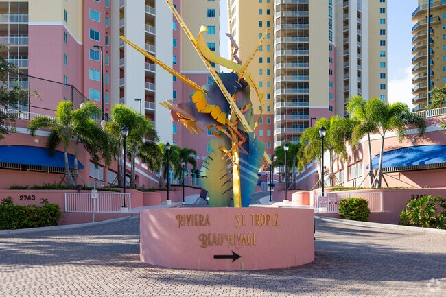 Riviera St. Tropez condominium complex is known for its colorful design.