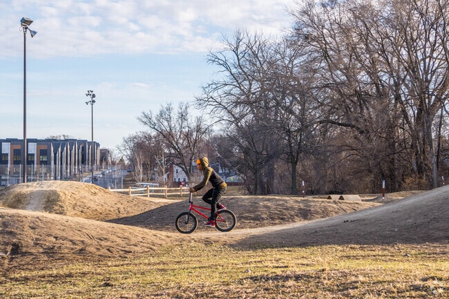 A cyclist enjoying the Taft Park bike track near the Diamond Lake neighborhood.