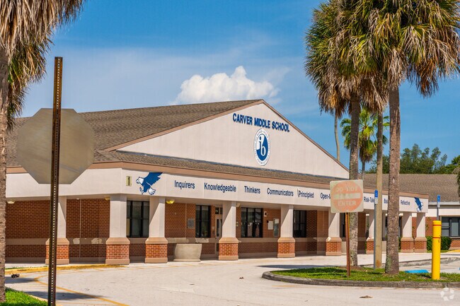 Exterior of Carver Community Middle School.