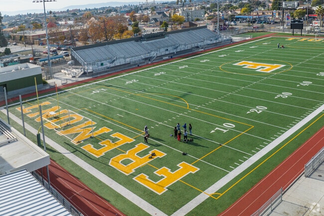 Fremont High School has a large football field in Oakland.