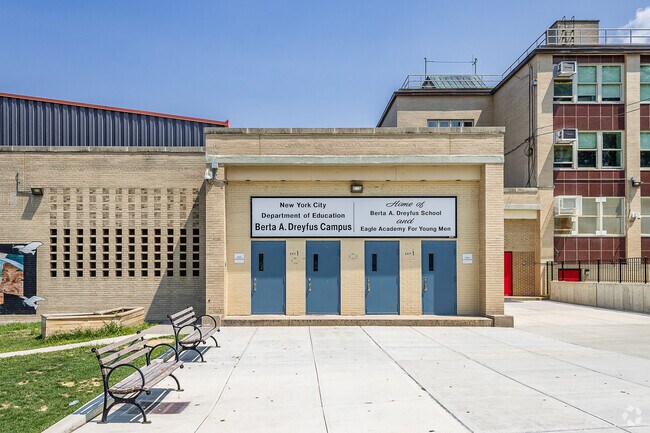 For middle school, I.S. 49 Berta A. Dreyfus serves students in grades seven through eight.