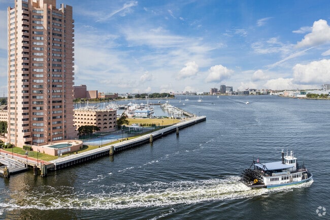 Many people commute on the ferry across the River from Portsmouth to Norfolk, Virginia.