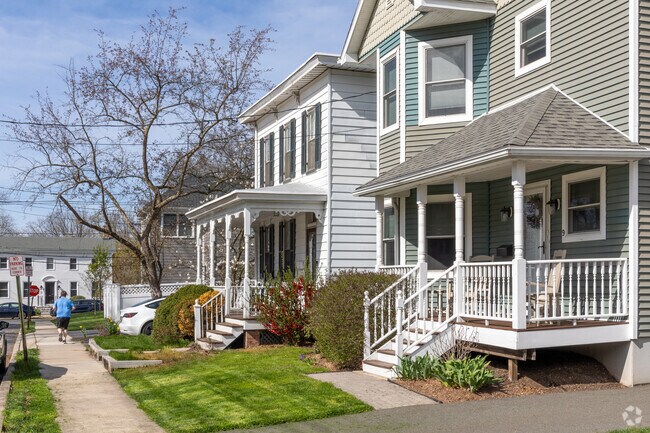 Rows of historic homes line the quaint streets of Pennington.