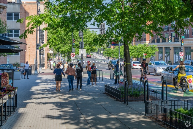 Monroe St NE functions as Brookland's main drag, full of students who attend nearby Catholic U.