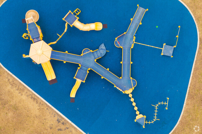 An aerial view of the playground at Broad Rock Elementary School.