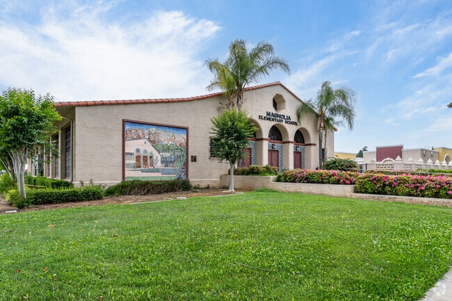 Magnolia Elementary School's magnificent building stands as a beacon of educational excellence.