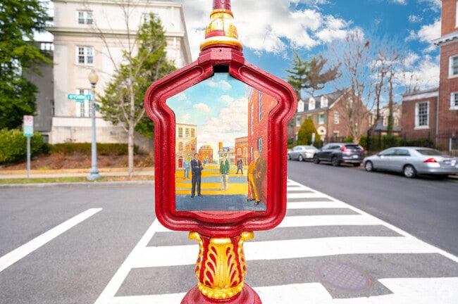 Call boxes in the Sheridan-Kalorama neighborhood feature historical figures.