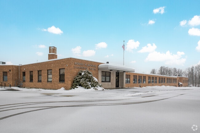 The Robert H. Jackson Elementary School occupies a prominent position in the Frewsburg community.