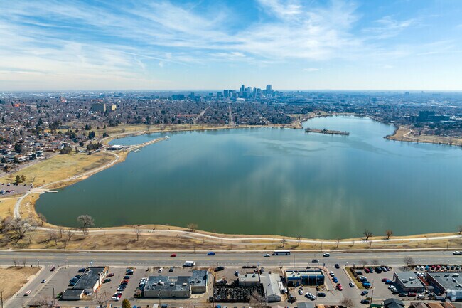 Sloan Lake is a popular spot for boating and kayaking in the Edgewater neighborhood.