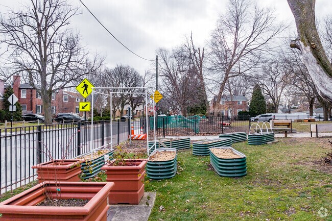 Oriole Park Elementary School has an outdoor garden for students to learn about farming.