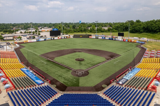 Thomas More Stadium holds 4,500 people and is the home field of the Florence Y’alls of the Frontier League.