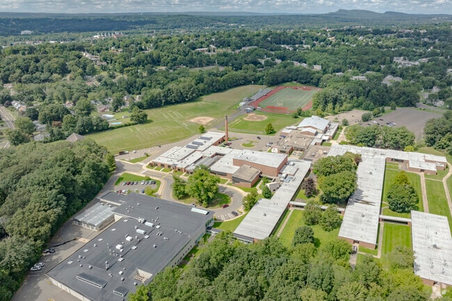 Lyman Hall High School is located at 70 Pond Hill Road in Wallingford, CT.