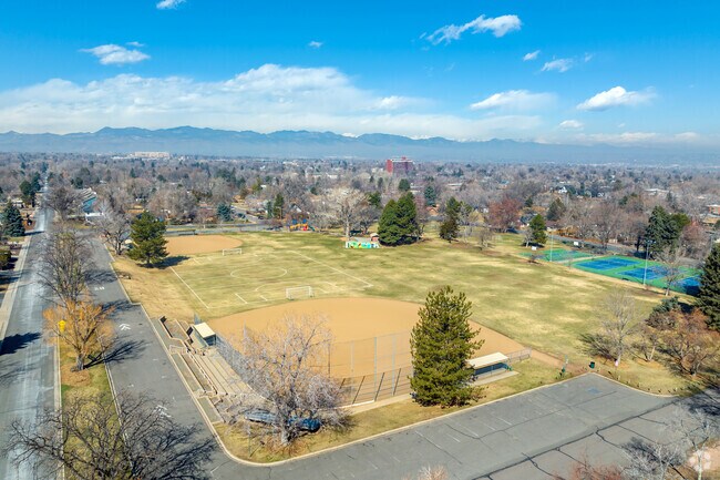 Mountains rise above the horizon near Panorama Park.