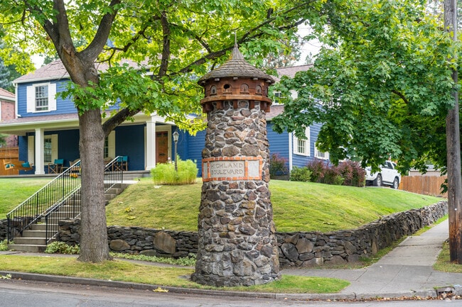 Cobblestone streets line parts of Spokane's Rockwood neighborhood.