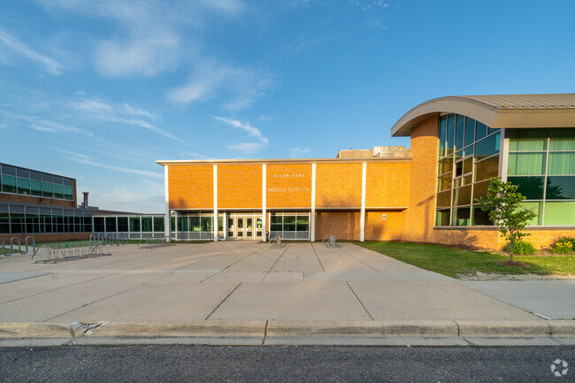 The Allen Park Middle School entrance, and drop off zone.