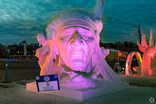 Voice snow sculpture by Team Mongolia took first place at the Stillwater World Snow Celebration.