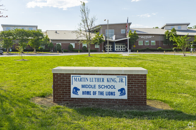 Martin Luther King Jr. Middle school campus sign in Charlotte, NC.