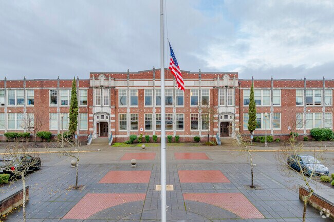Hilltop Heritage Middle School front entrance.
