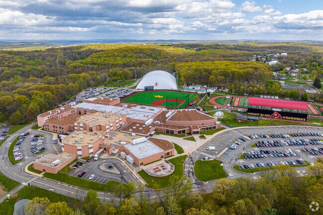 Aerial view of the campus of Mount Olive High School in Budd Lake.