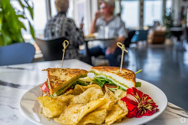 The Surf Point Coffee & Bistro serves the best Grilled Turkey Pesto Sandwich in Shelter Cove.