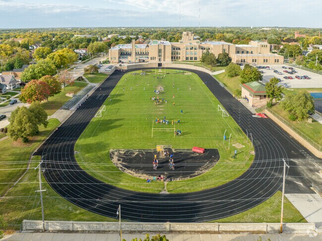 Rufus King H.S. has a full size track for physical activities in Roosevelt Grove.