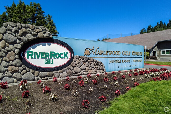 River Rock Grill's signage welcomes guests near the golf course.