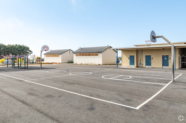 Students at Alice Birney Elementary School can play basketball during recess.