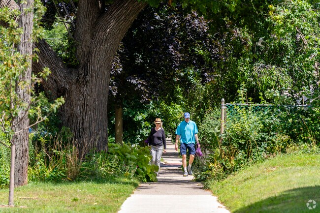Shaded sidewalks and tree-lined paths make walking a pleasant way to get around Eberwhite.