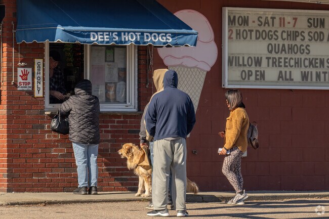At Dee’s Hot Dogs in Acushnet Station, pups are always welcome at the window.