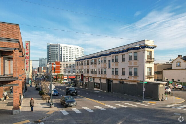 Shops in the commercial retail space on Burnside Street in Goose Hollow, Oregon.