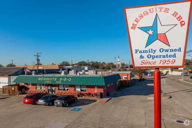 Mesquite BBQ in Downtown Mesquite is famous for their BBQ and their patented smoker.