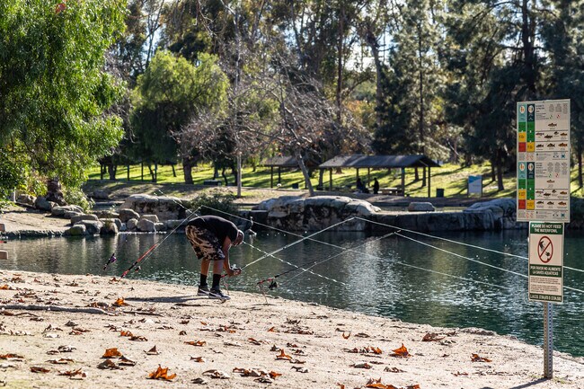 Fishing enthusiasts post up for the catch of the day at Keneth Hahn State Park in Baldwin Hills.