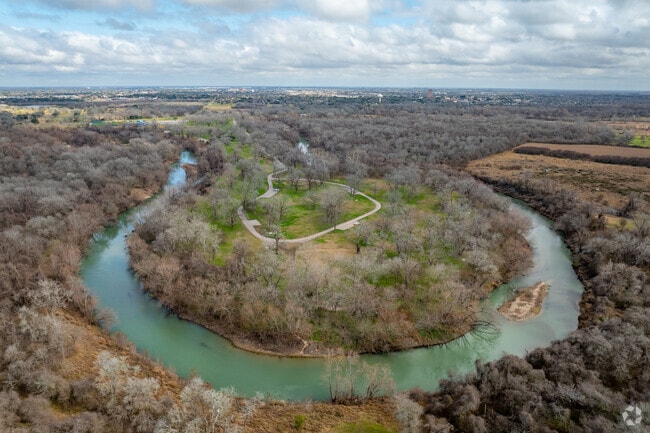 The mighty Guadalupe River winding through Victoria and Riverside Park.
