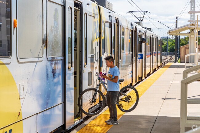 The light rail at Yale Station takes passengers north to downtown or south to the suburbs.