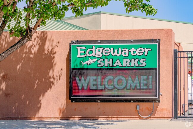 Sign welcomes you to Edgewater Elementary School..