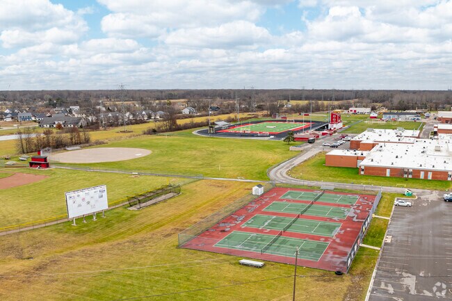 A sizable athletic complex behind Huron High School is shared with Carl T. Renton Junior High.