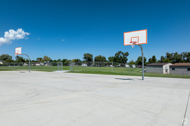 Basketball courts are made from smooth cement at West Jordan Middle School.