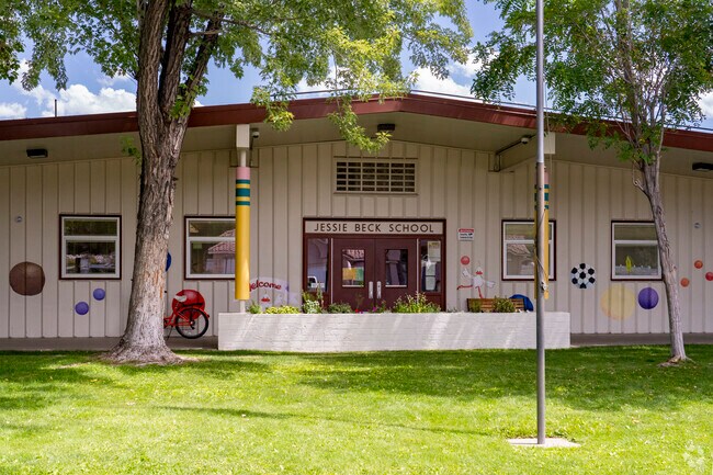 The front entrance to Jessie Beck Elementary School in Reno.
