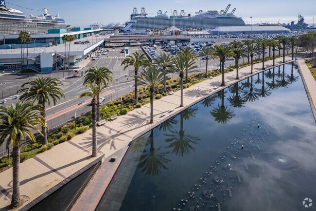The local docks of San Pedro are filled with a variety of ships, even including cruise ships.