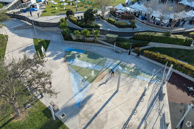 Young Circle located on the north east corner of Parkside has water spouts for children to play.