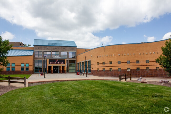 Cresthill Middle School front entrance in Highlands Ranch-Lone Tree.