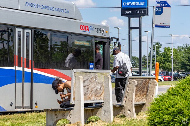 Bus stops are along South Hamilton Road and U.S. State Route 40 to aid Fairway locals.