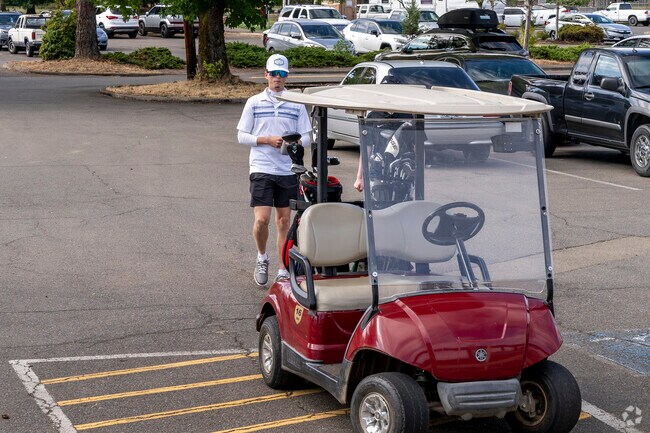 Two Golfers getting ready for their tee time at Stewart Park.