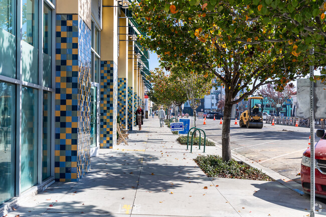 A sidewalk view of The Charter School of San Diego.