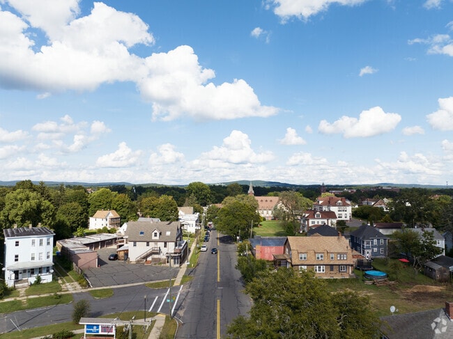 An aerial view of Indian Orchard in Springfield, MA.