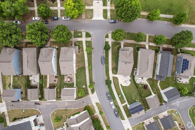 Single-family homes with decent-sized yards line Brightwalk's suburban streets.