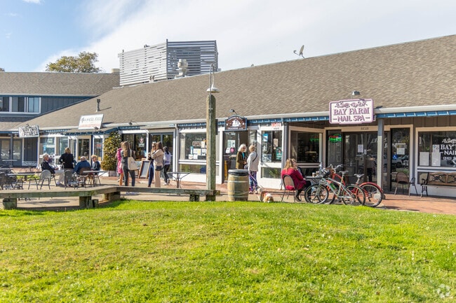 A small shopping center in Bay Farm has a few restaurants, shops, and retail options.