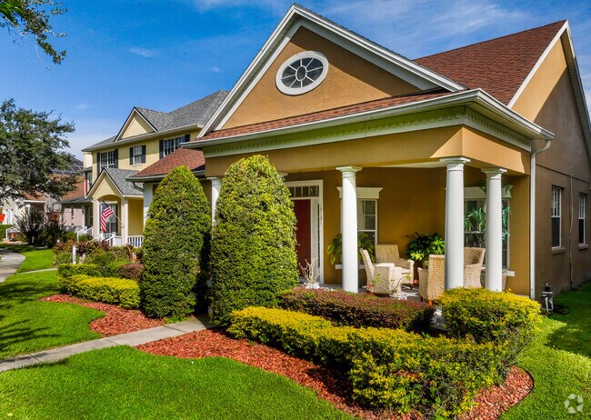 An American Craftsman home sits besides a ray of sun.